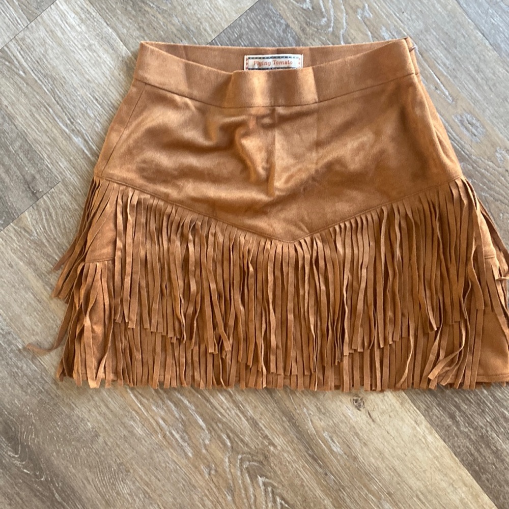 Flying Tomato fringed western skirt